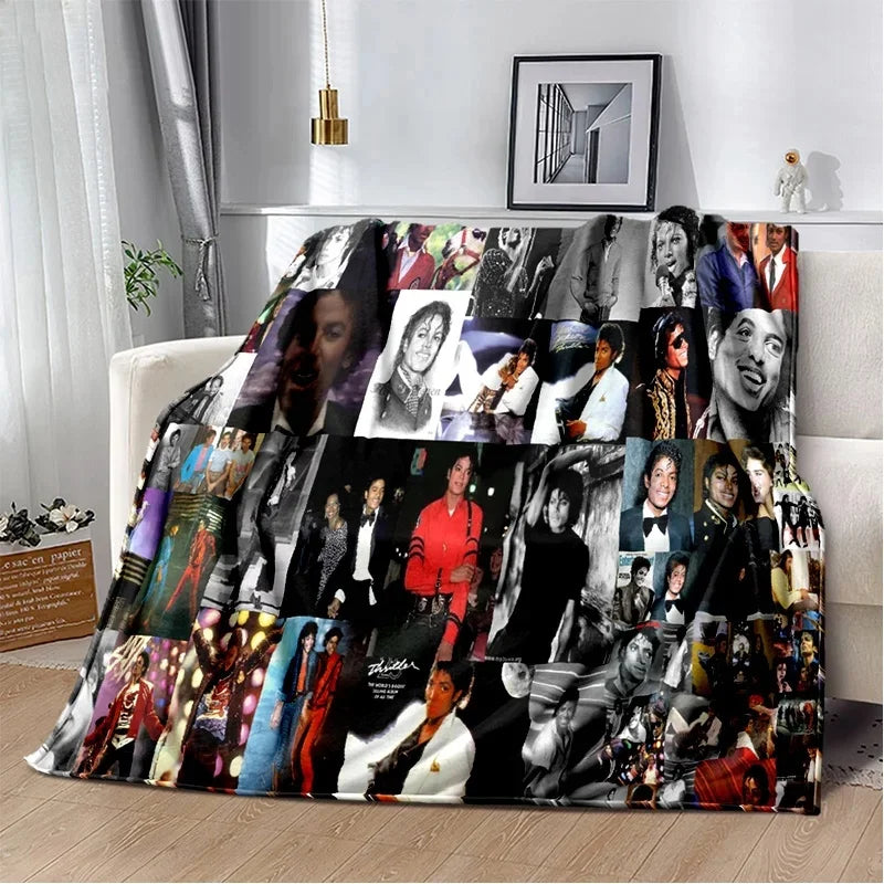 Michael Jackson retro printed  HD Blanket Soft Throw Blanket for Home Bedroom Bed Sofa Travel Office Solid Cover Blanket  Adults